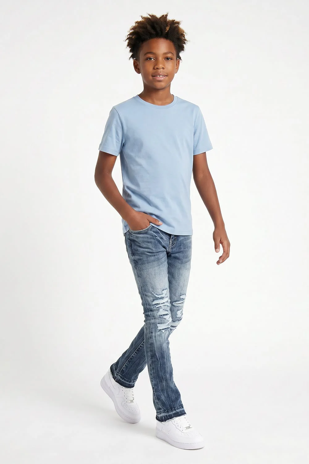 Kids Attitude Stacked Denim (Medium Blue) - Image 2