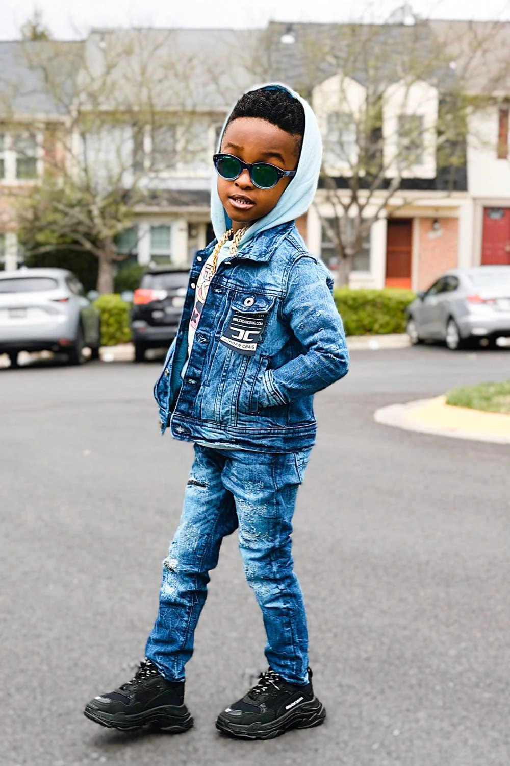 Kids Bayside Denim Trucker Jacket (Deep Blue) - Image 3