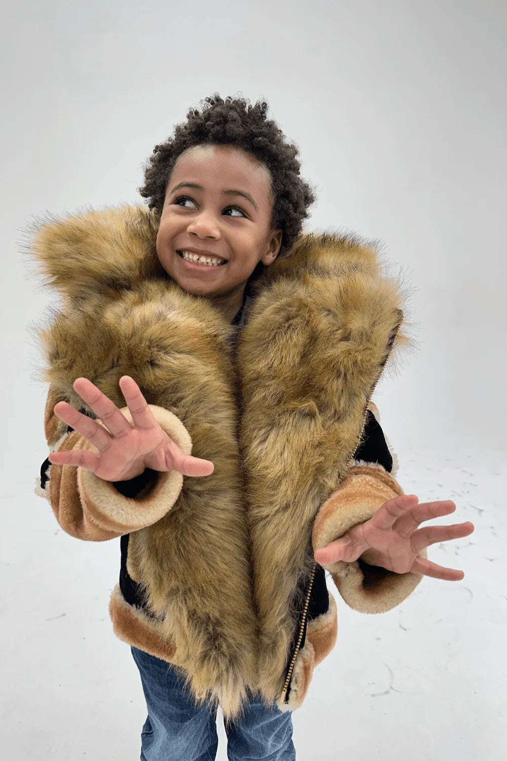 Kids El Jefe Shearling Moto Jacket (Black Coffee) - Image 3