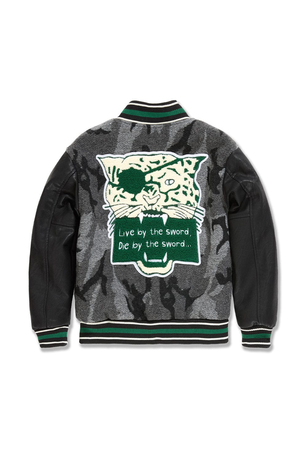 Kids Life of Vice Varsity Jacket (Black Camo) - Image 10