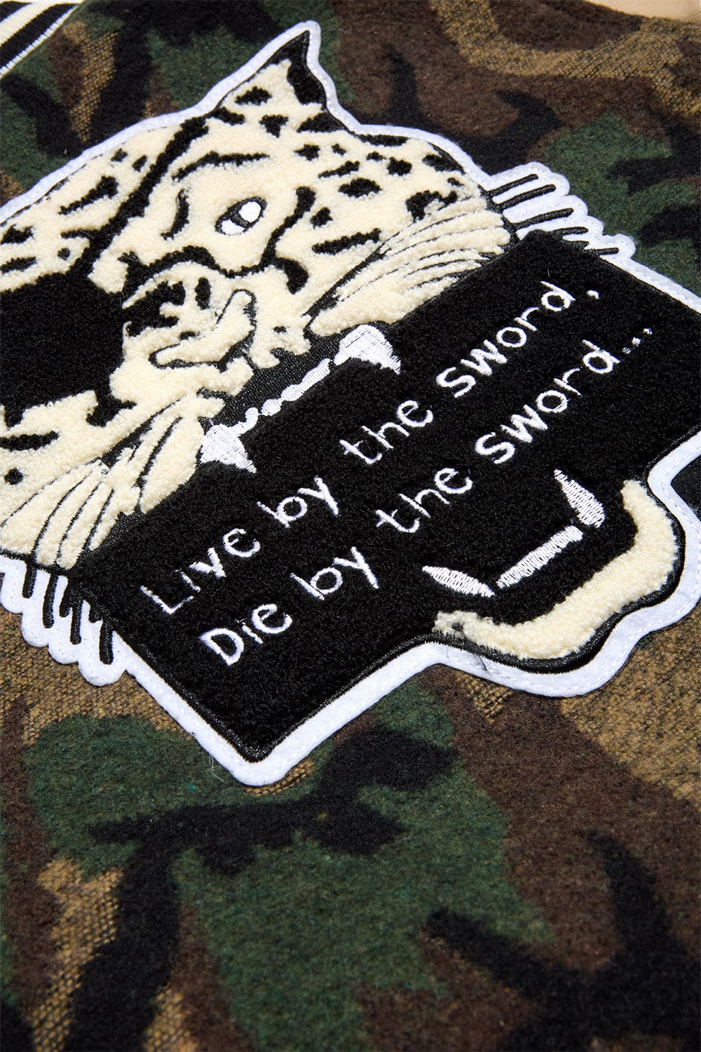 Kids Life of Vice Varsity Jacket (Vintage Camo) - Image 6