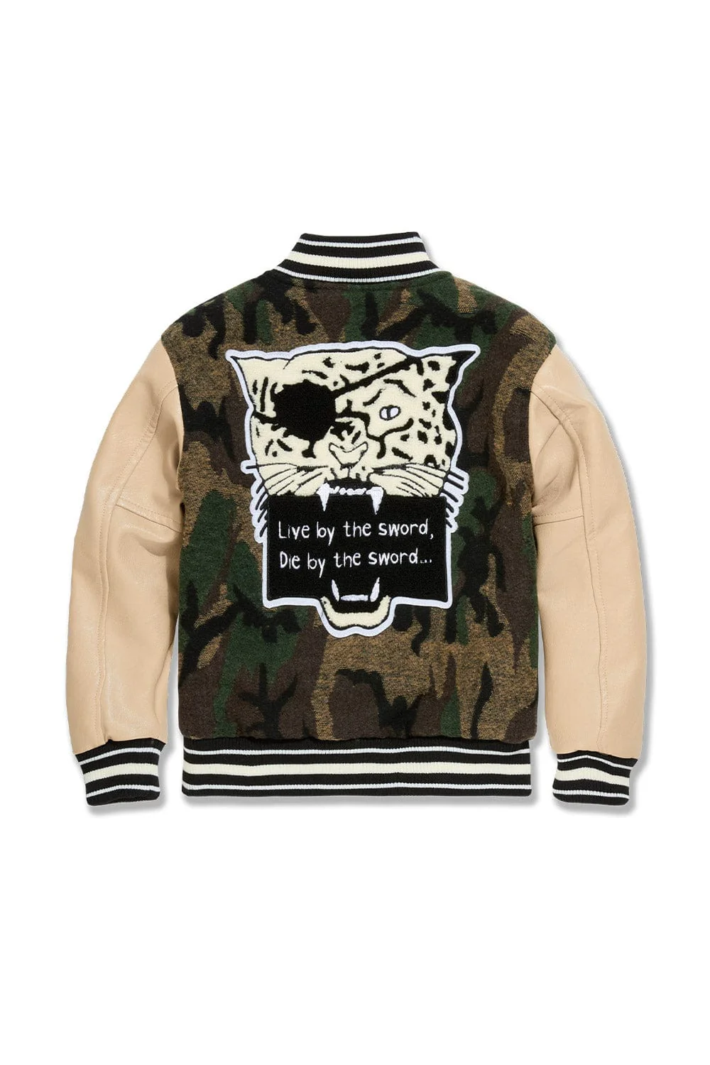 Kids Life of Vice Varsity Jacket (Vintage Camo) - Image 7