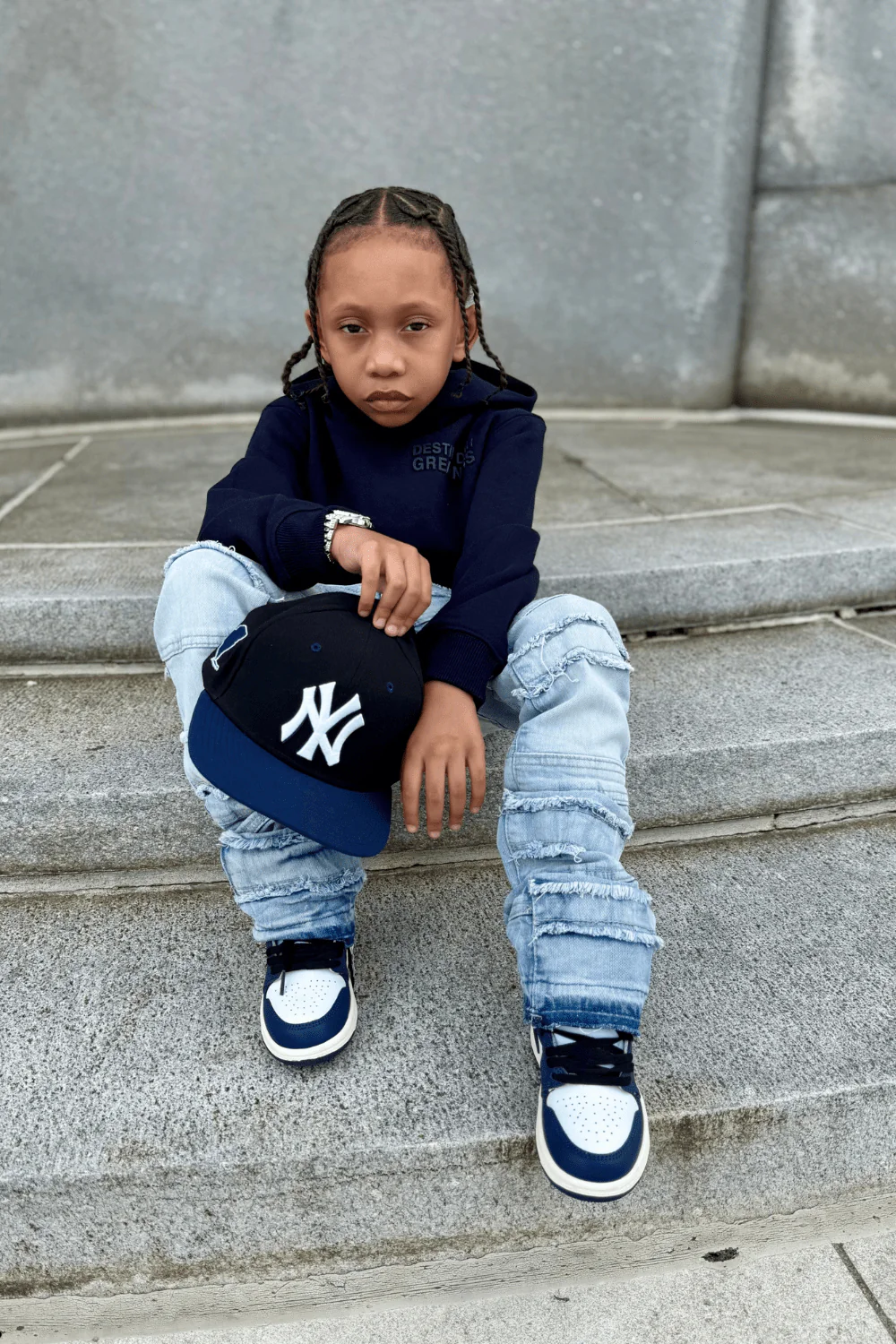 Kids Stacked Jason Denim (Iced White) - Image 6
