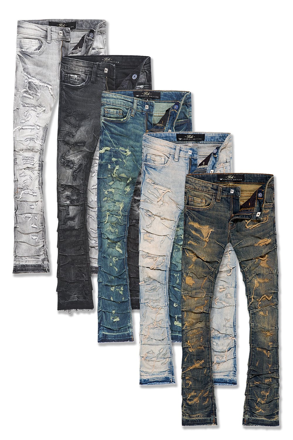 Kids Stacked Ripple Effect Denim 5 Pack #1