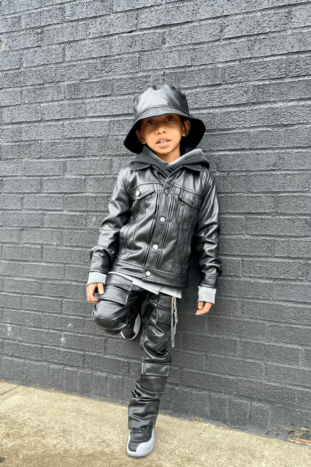 Kids Stacked Thriller Cargo Pants (Black) - Image 4