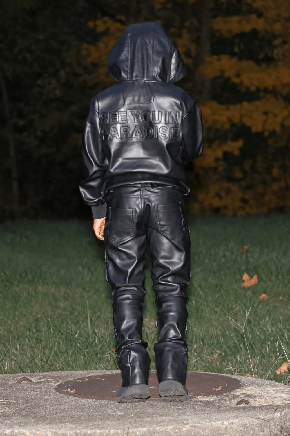 Kids Stacked Thriller Cargo Pants (Black) - Image 9