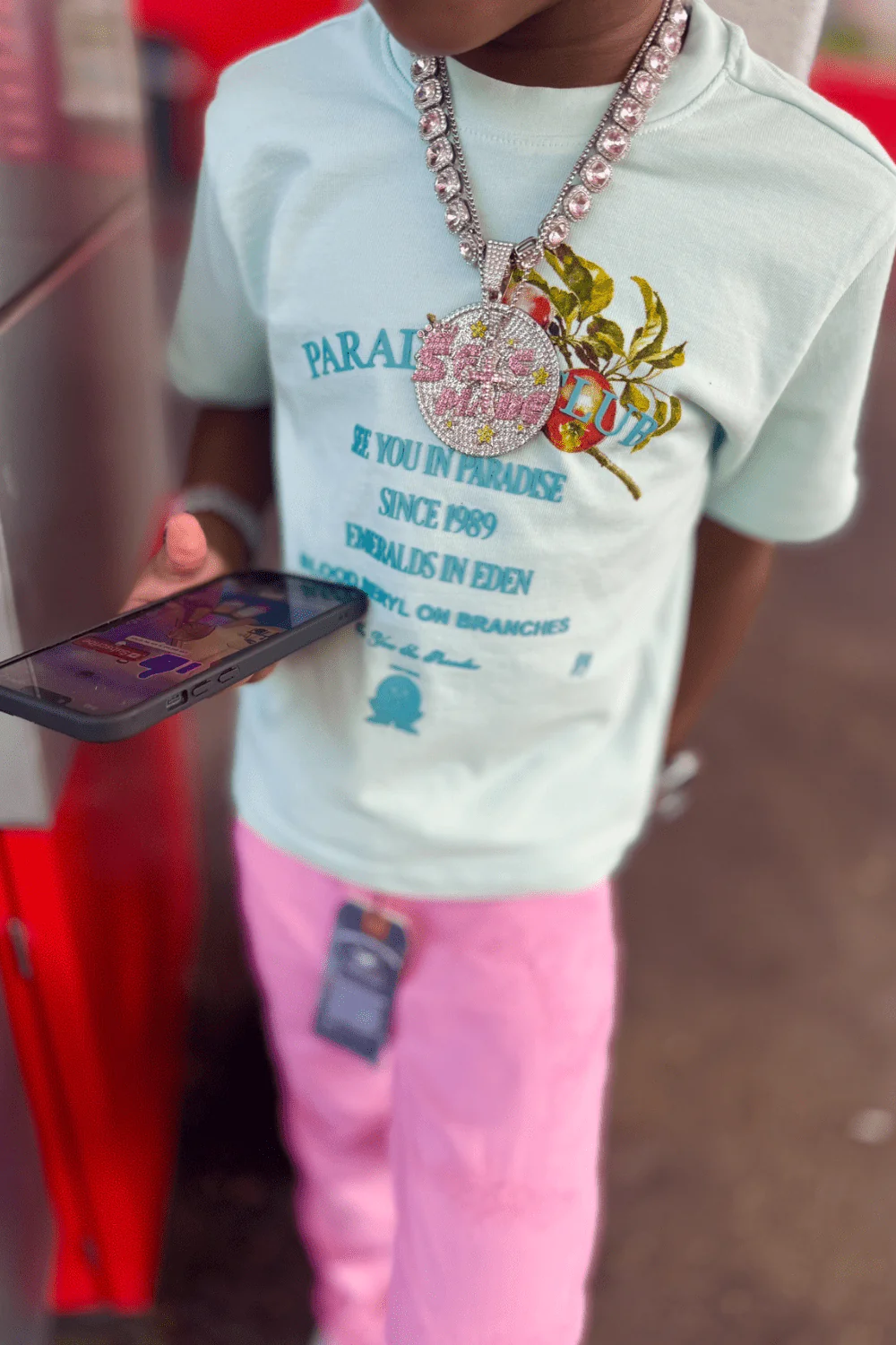 Kids Stacked Tribeca Twill Pants (Pink) - Image 8