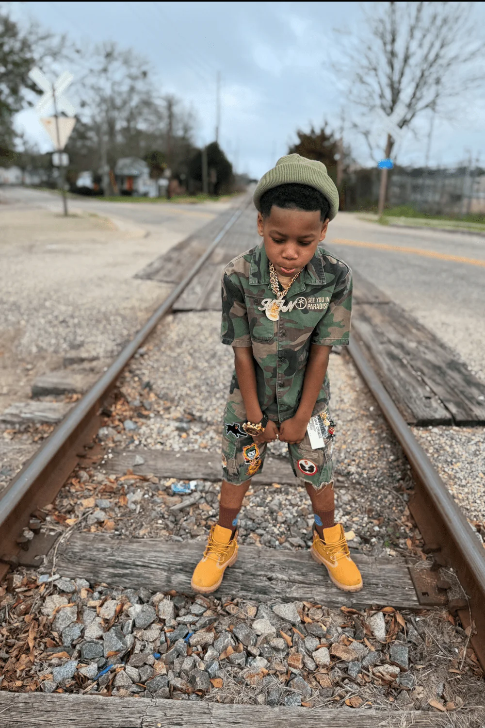 Kids War Angel Cargo Shorts (Vintage Camo) - Image 7