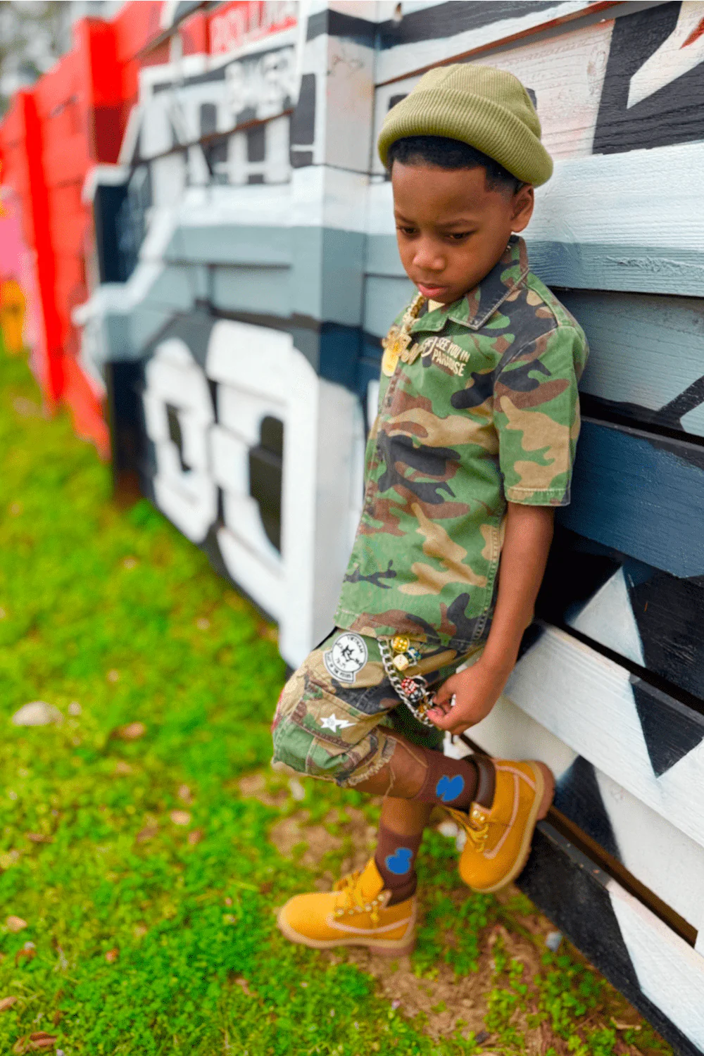 Kids War Angel Cargo Shorts (Vintage Camo) - Image 8