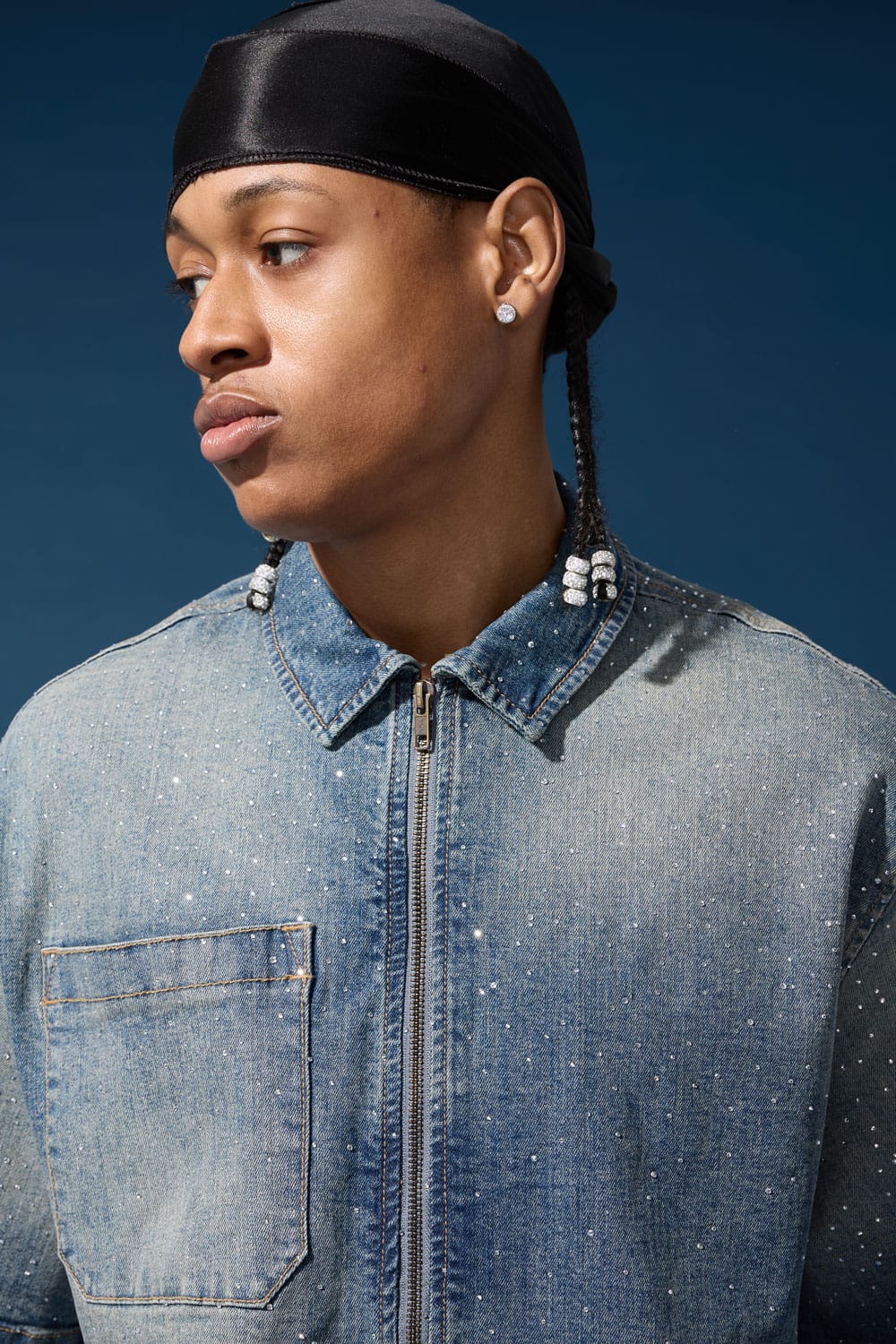 Radiant Denim Zip Up Shirt