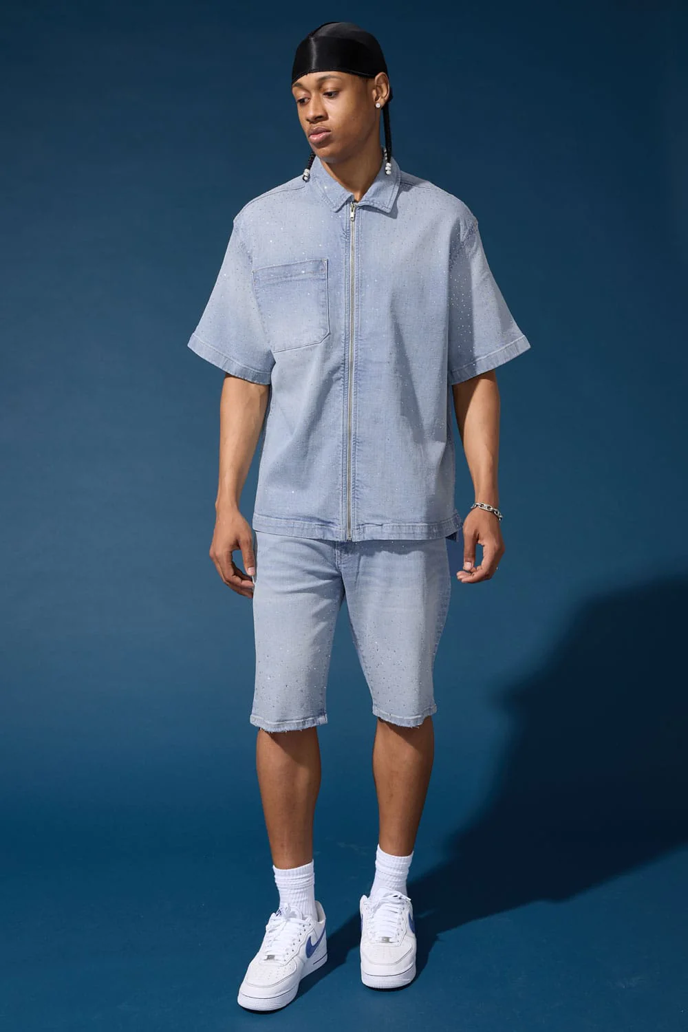 Radiant Denim Zip Up Shirt - Image 8