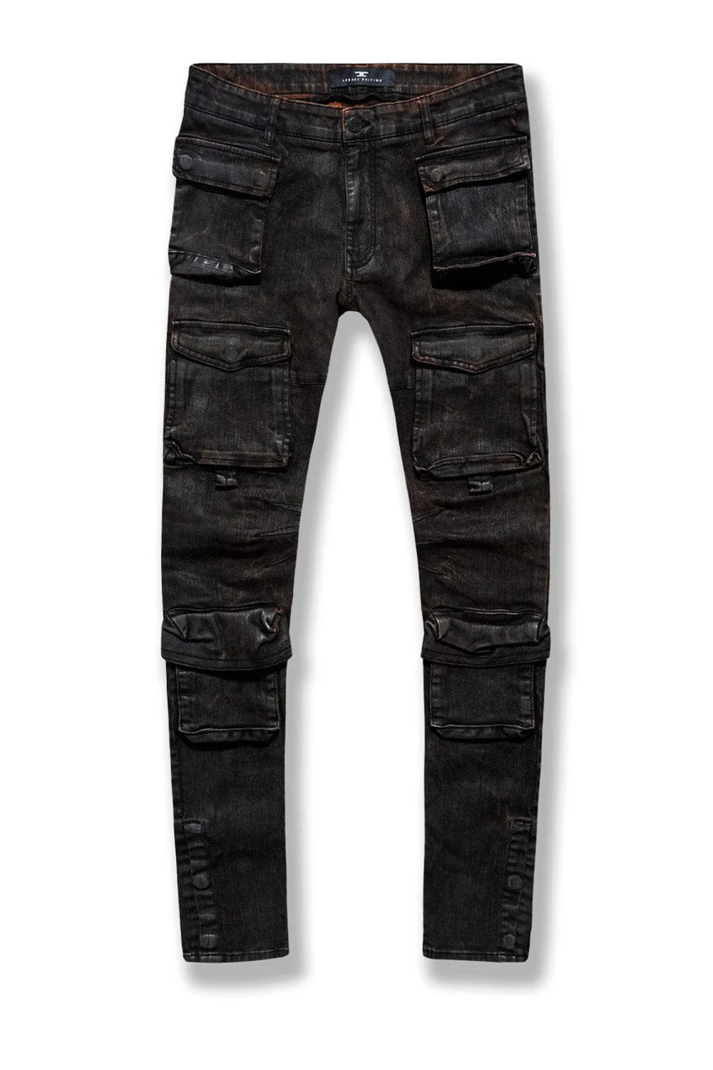 Slim Taper Fit - Carbon Cargo Denim (Black Copper Wash) - Sean Collection - Image 6